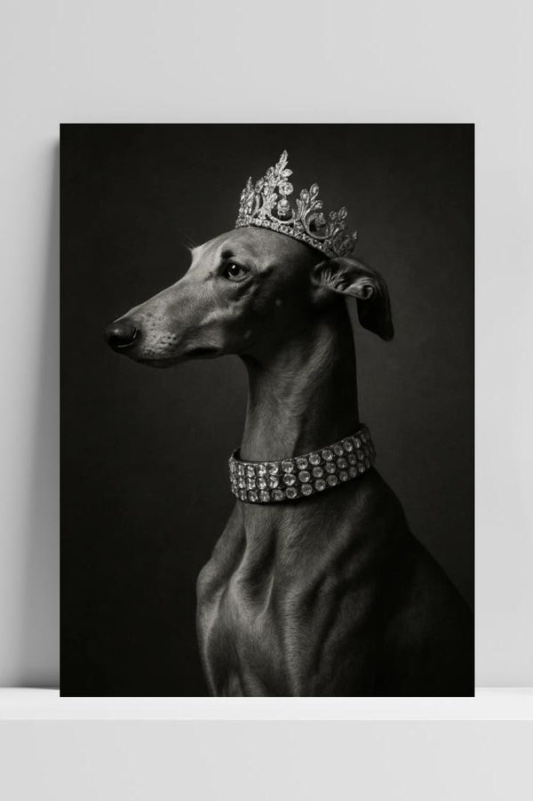 Póster Greyhound Dog Crown Zwart-Wit