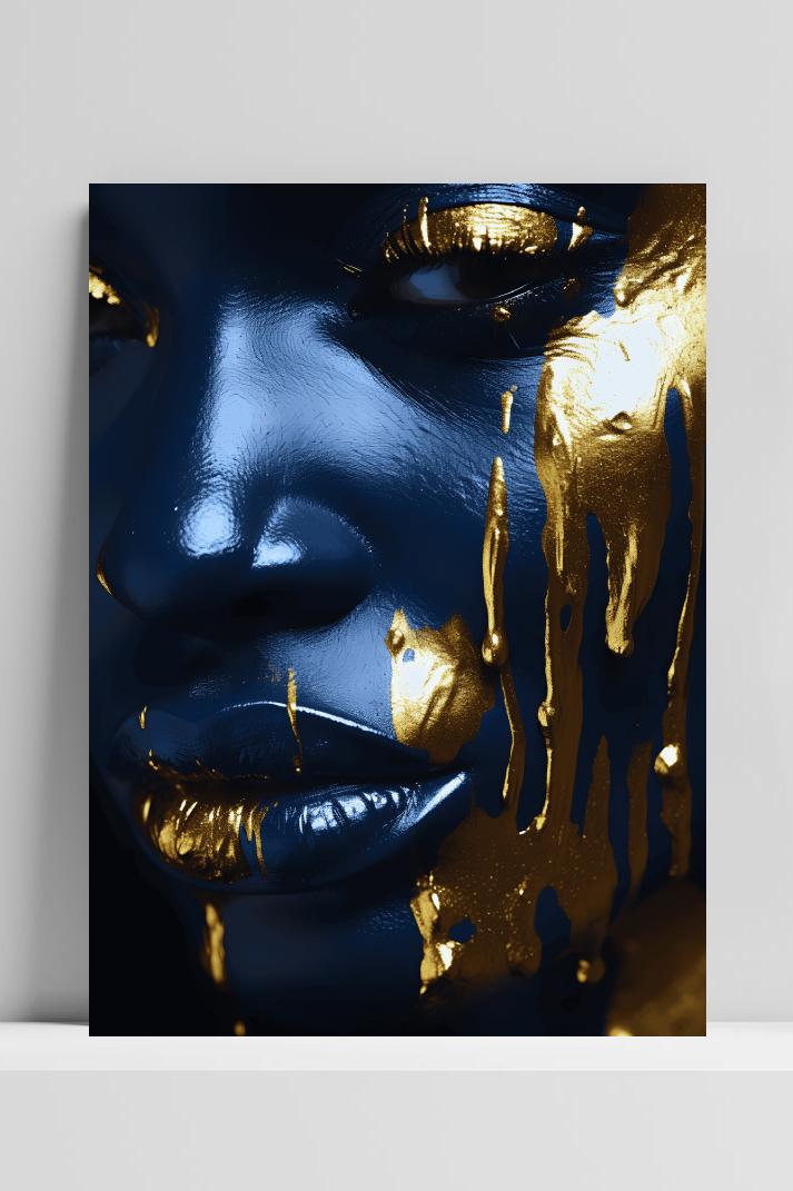 Goud Blauw Gezicht op 3mm aluminium dibond