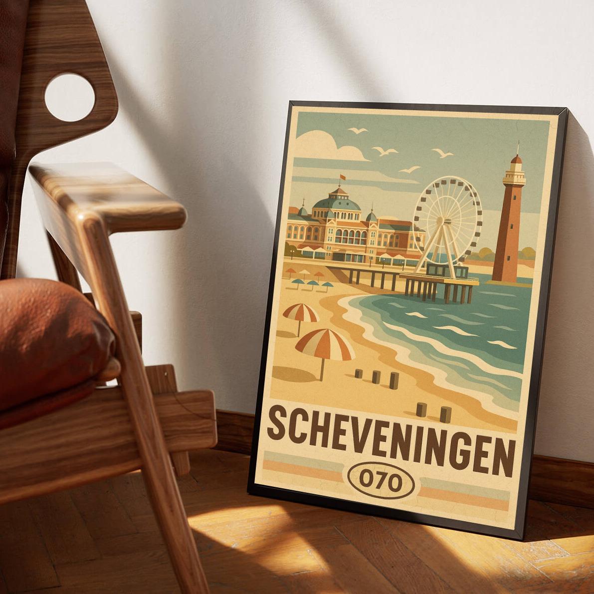 Scheveningen Netherlands Vintage Text poster sfeerbeeld 3