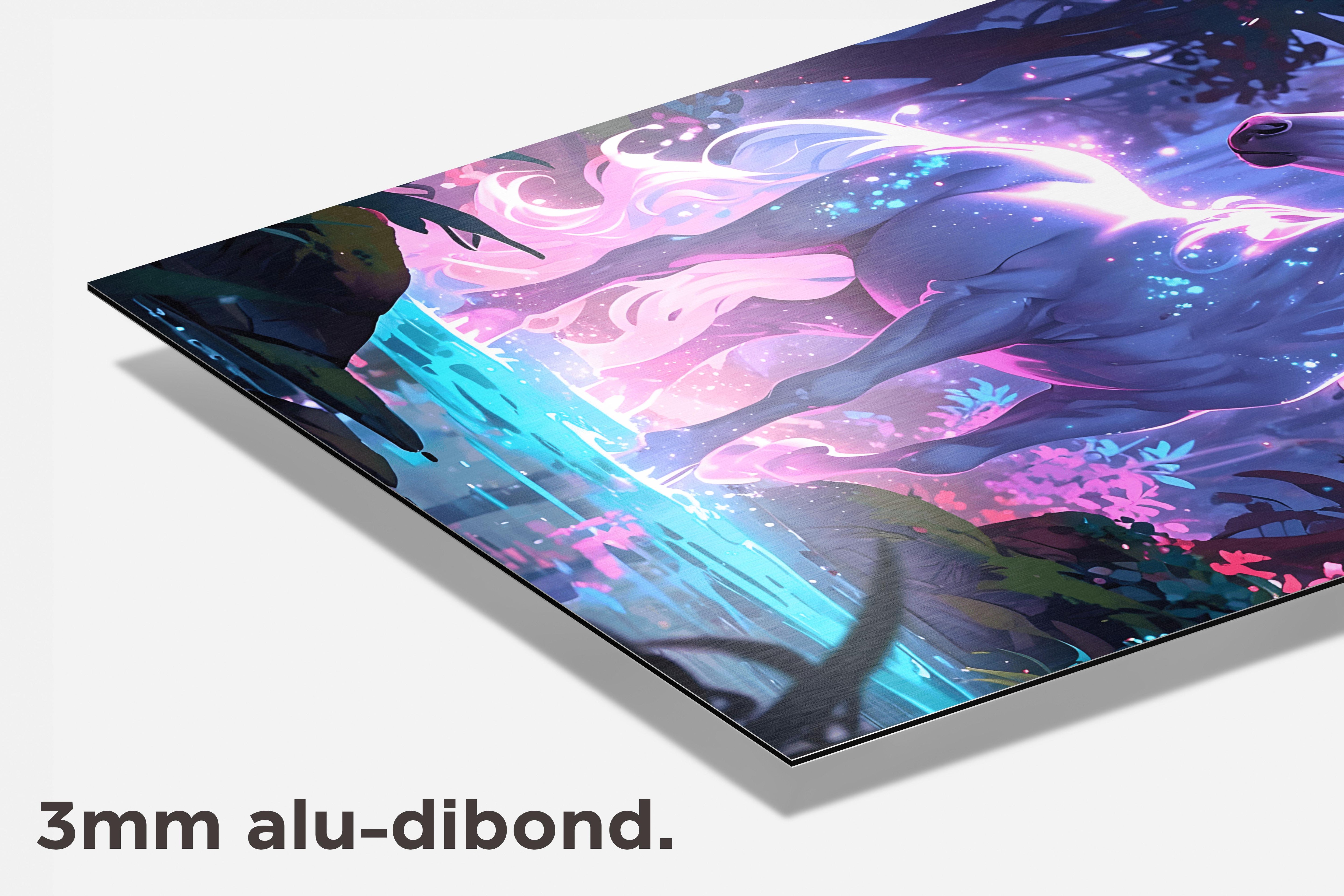 Neon Eenhoorn dibond detail