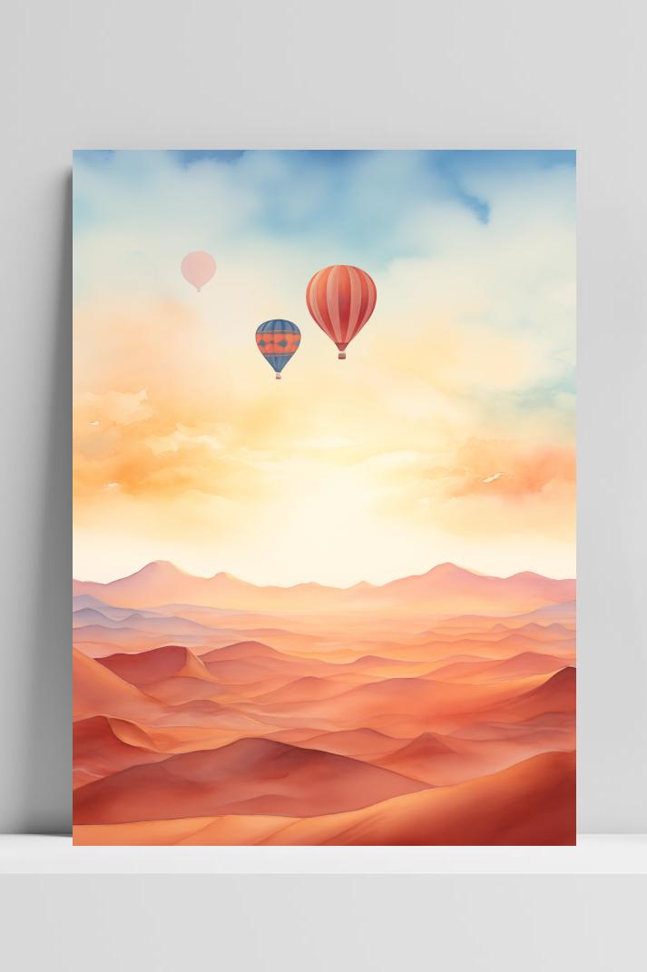 Luchtballonnen Woestijn op 3mm aluminium dibond