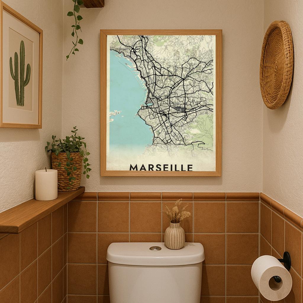 Marseille Map France Vintage poster sfeerbeeld 3
