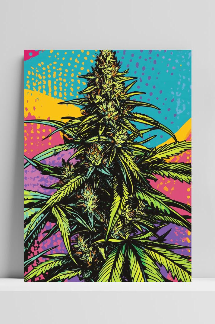 Cannabis Pop Art op 3mm aluminium dibond