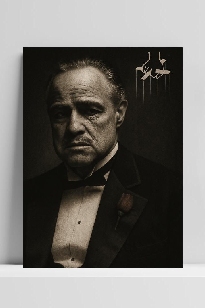 Vito Corleone The Godfather B&W op 3mm aluminium dibond