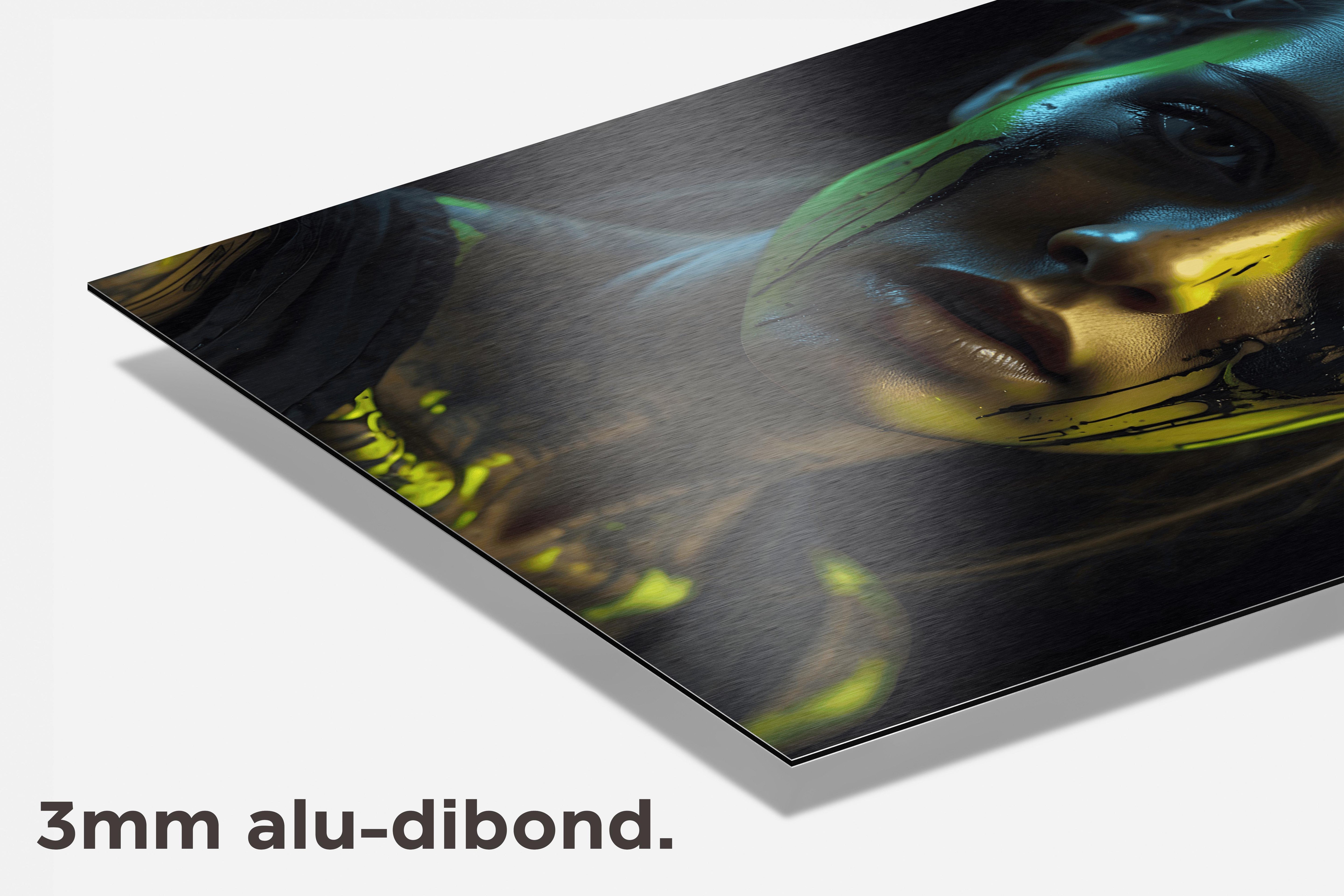 Vrouw Neon Groen dibond detail