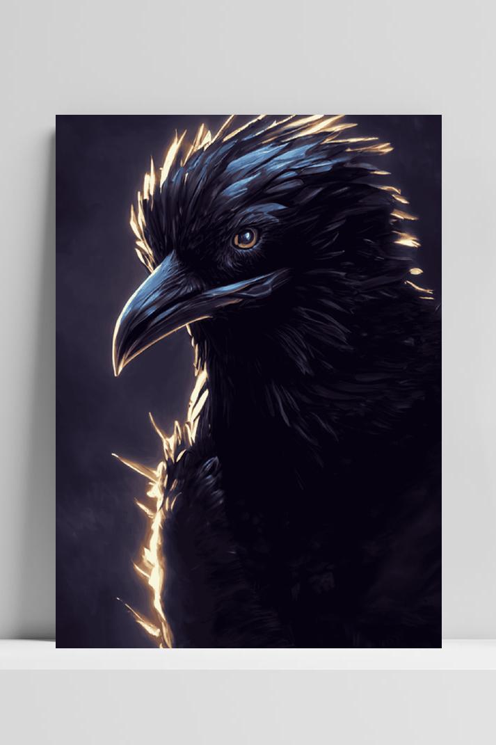 Kraai Poster op 3mm aluminium dibond