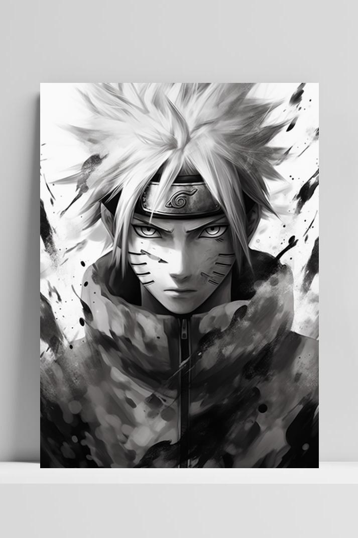 Naruto Zwart Wit op 3mm aluminium dibond