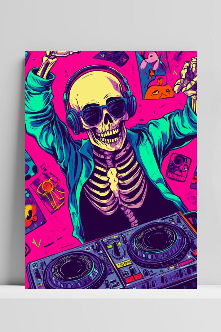 Skeleton DJ op 3mm aluminium dibond