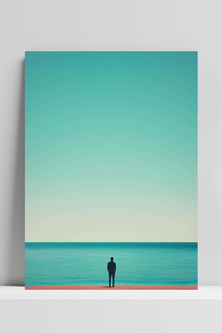Man Beach Minimalist op 3mm aluminium dibond