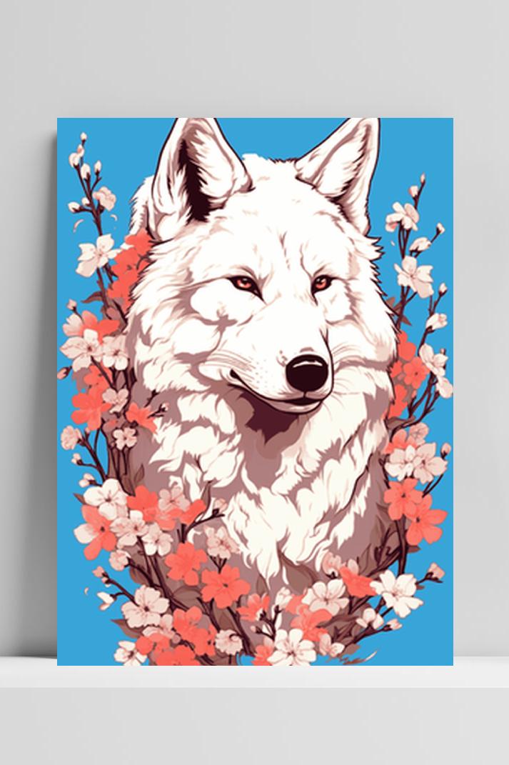 Japanse Wolf op 3mm aluminium dibond
