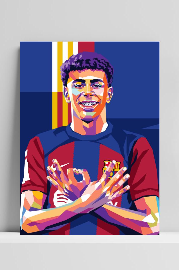Lamine Yamal Pop Art op 3mm aluminium dibond