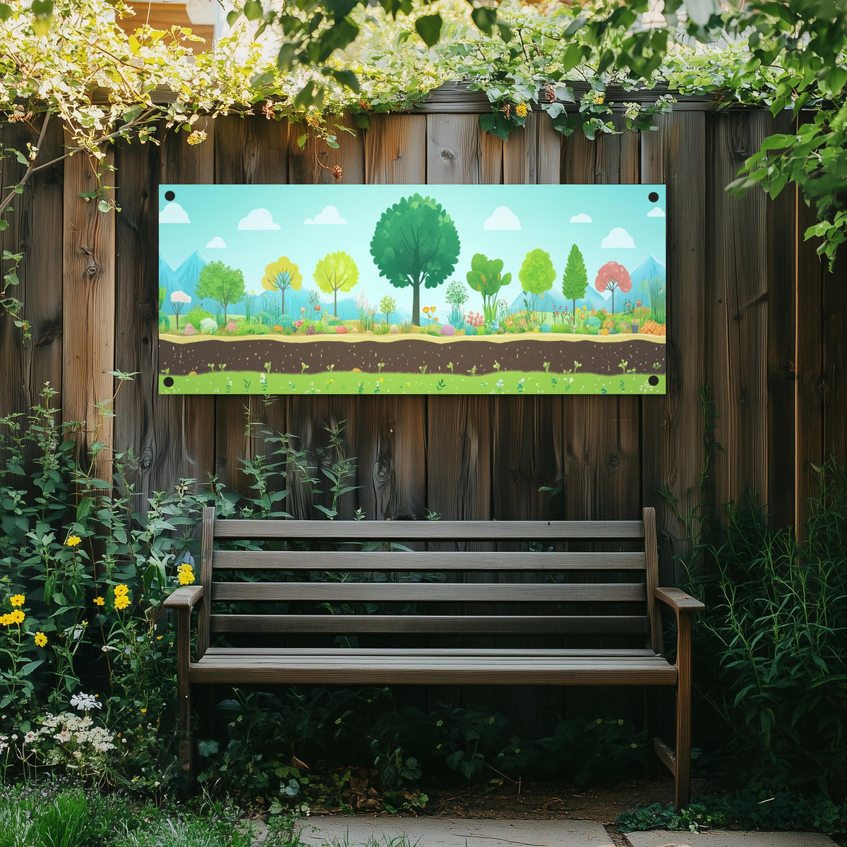 Póster de jardín Naturaleza Cartoon en un interior