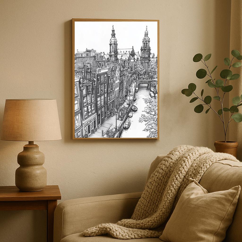 Amsterdam Canal B&W poster sfeerbeeld 2