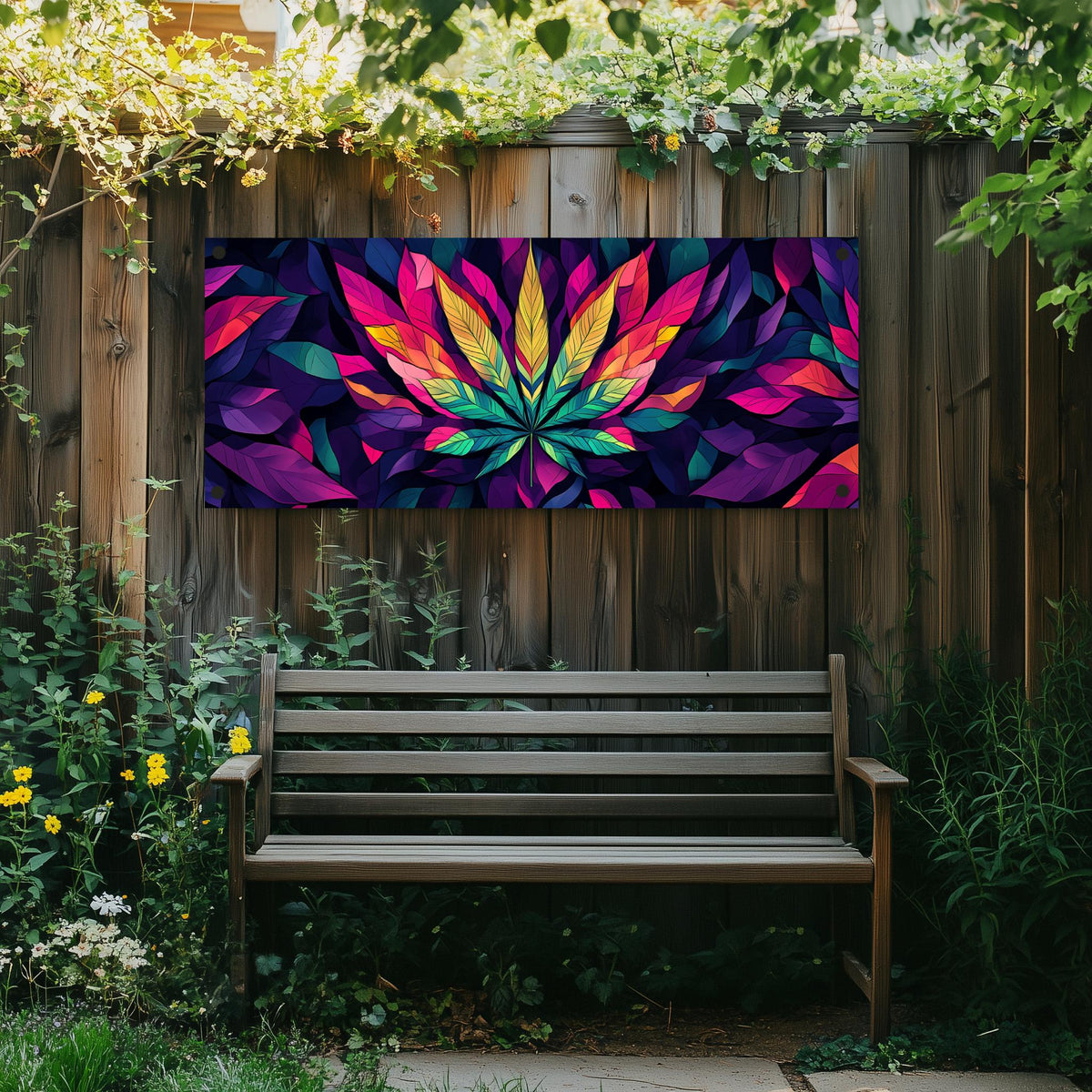 Affiche de jardin Cannabis Coloré dans un intérieur