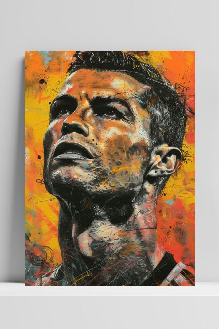 Cristiano Ronaldo Geel op 3mm aluminium dibond