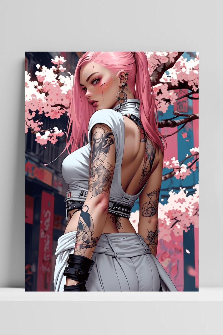 Roze Rebel op 3mm aluminium dibond