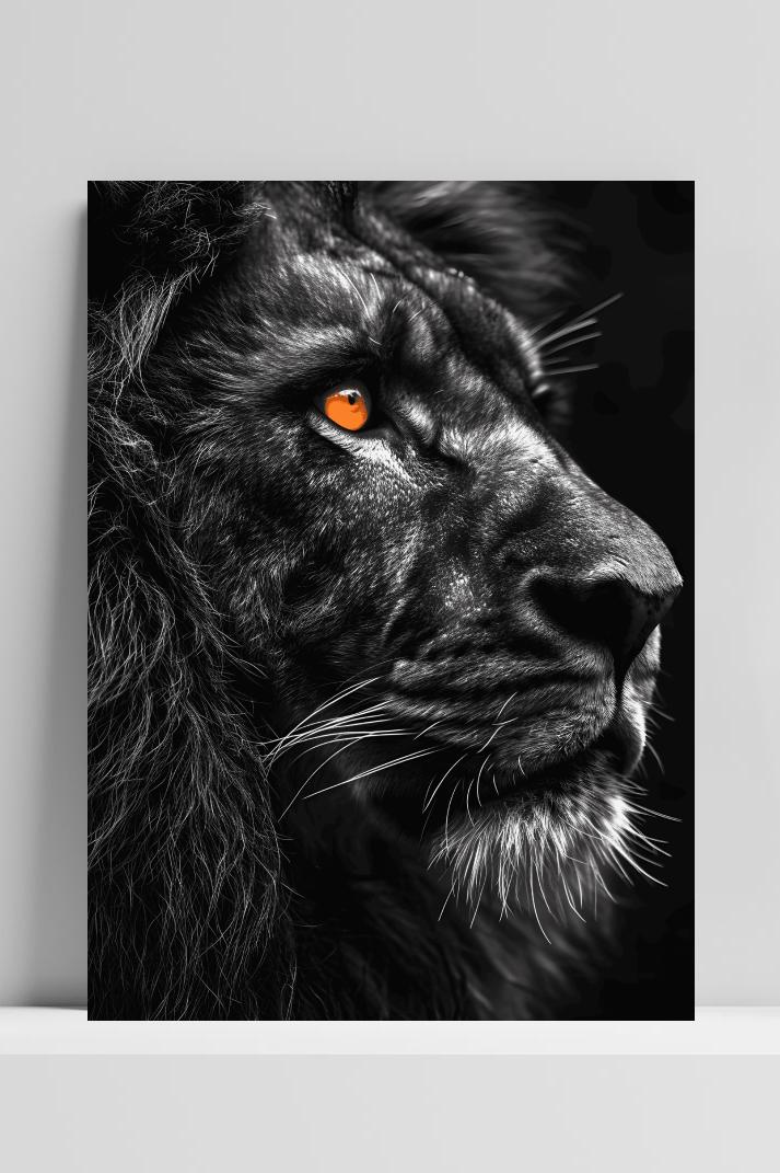 Zwarte Leeuw op 3mm aluminium dibond