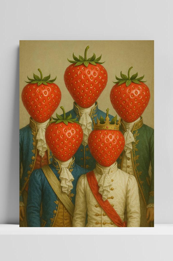 Strawberry Head Vintage op 3mm aluminium dibond