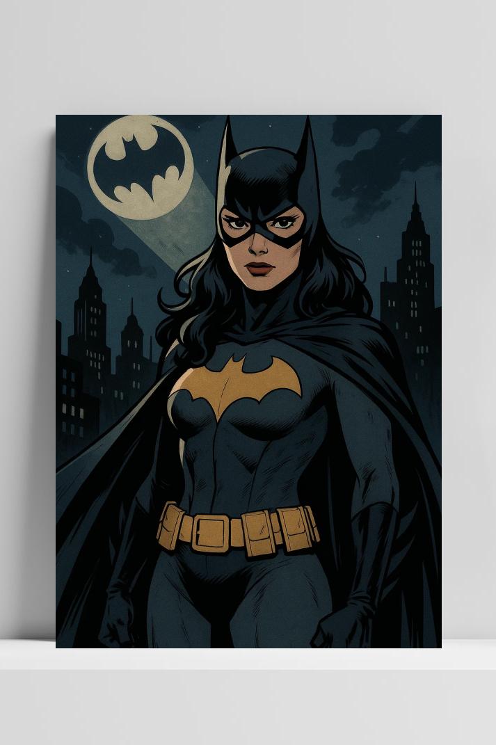 Batgirl Cartoon op 3mm aluminium dibond