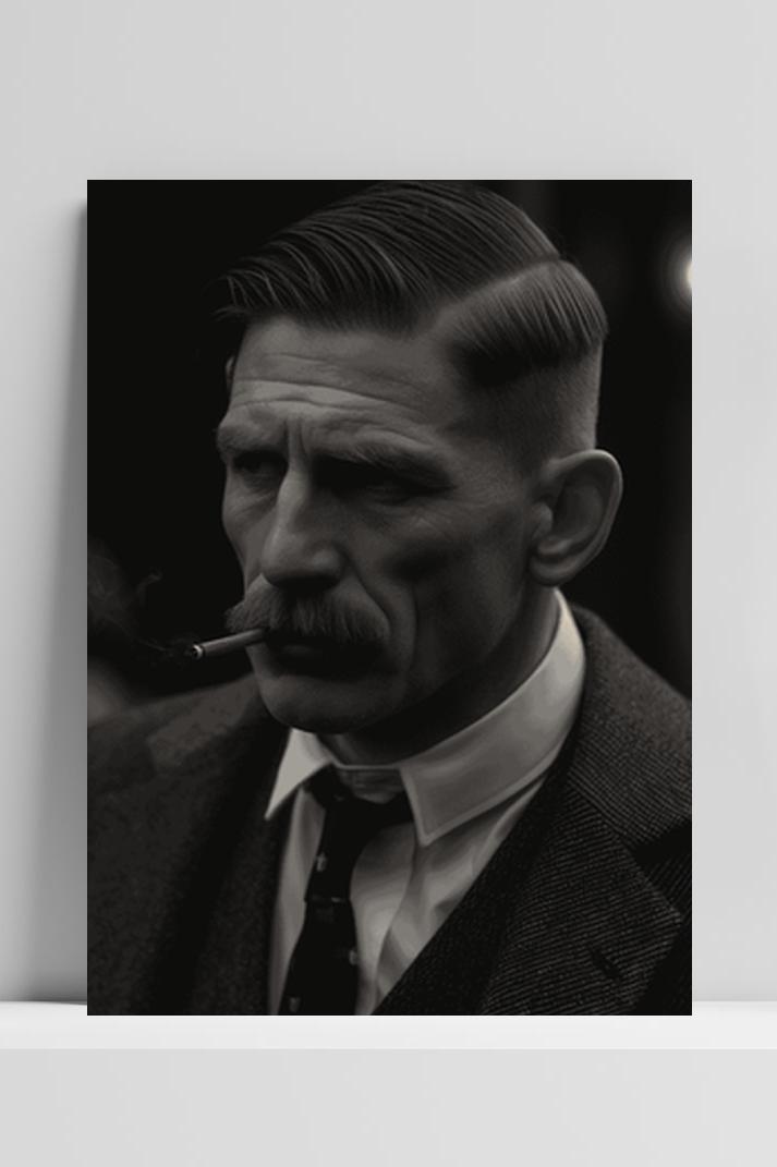 Arthur Shelby Sigaar op 3mm aluminium dibond
