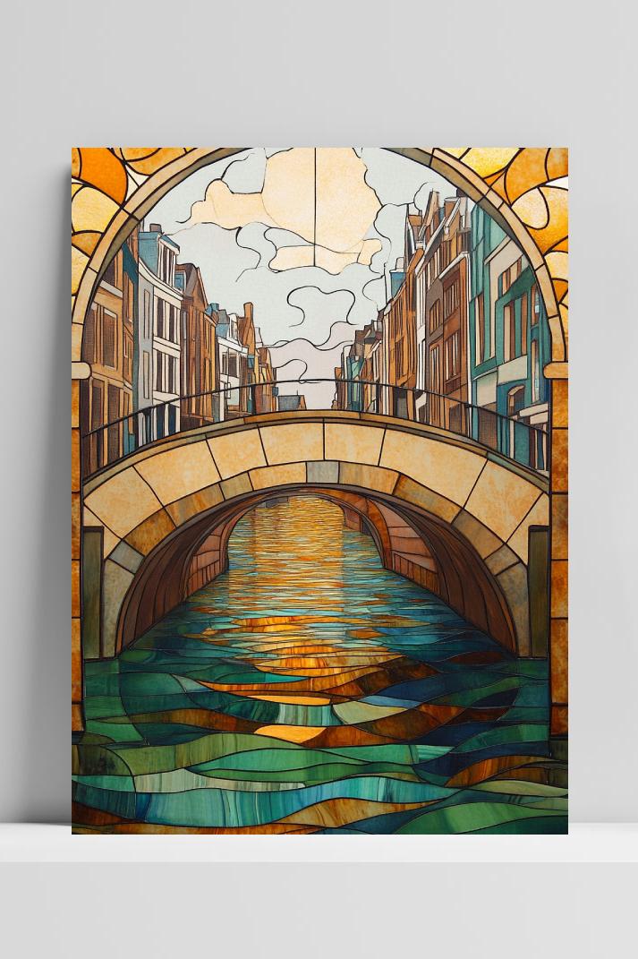 Dutch Canal Mosaic Amsterdam op 3mm aluminium dibond