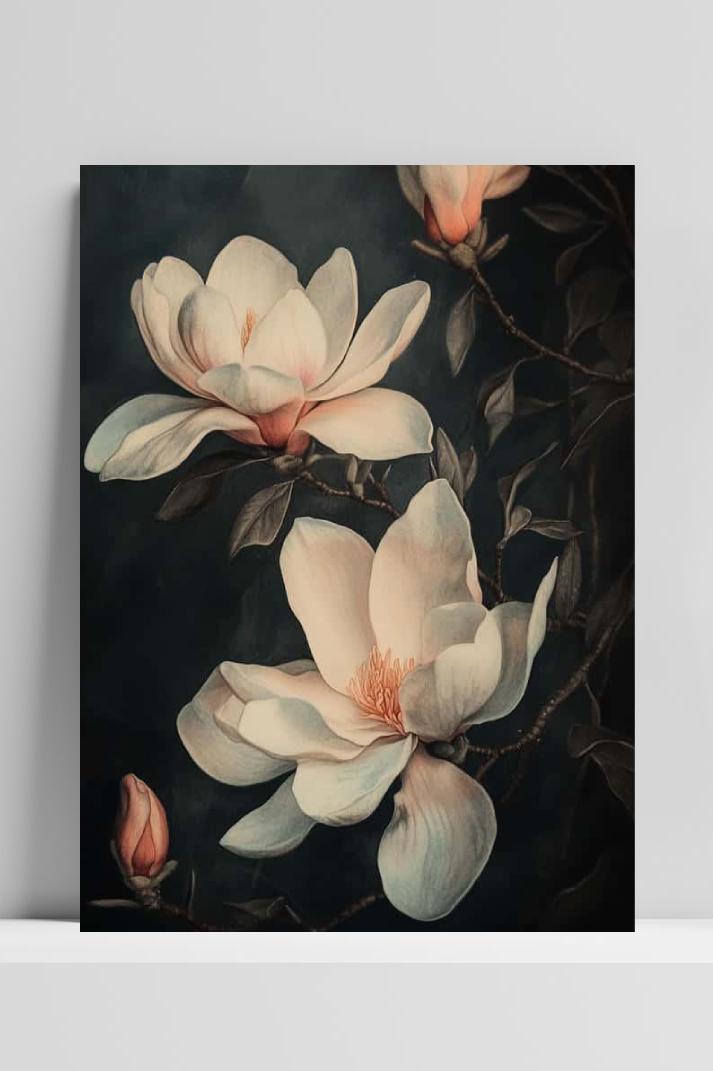 Flowers Magnolia op 3mm aluminium dibond