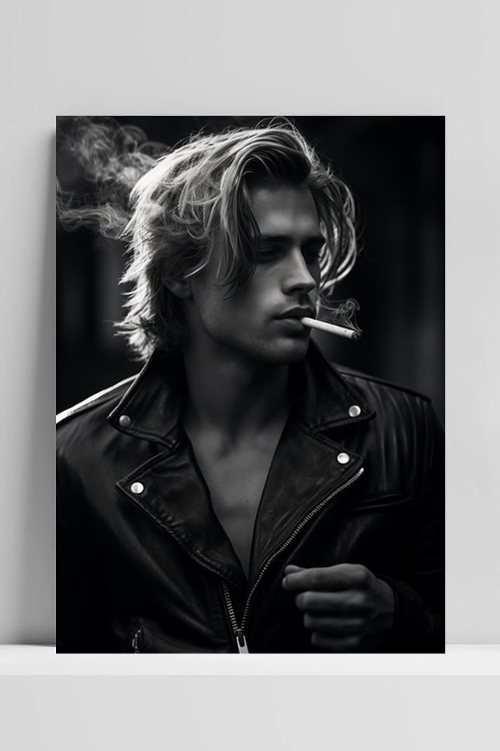 Roker Zwart Wit op 3mm aluminium dibond
