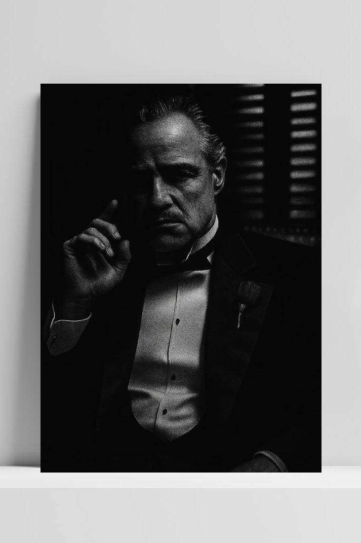 Don Corleone B&W The Godfather op 3mm aluminium dibond