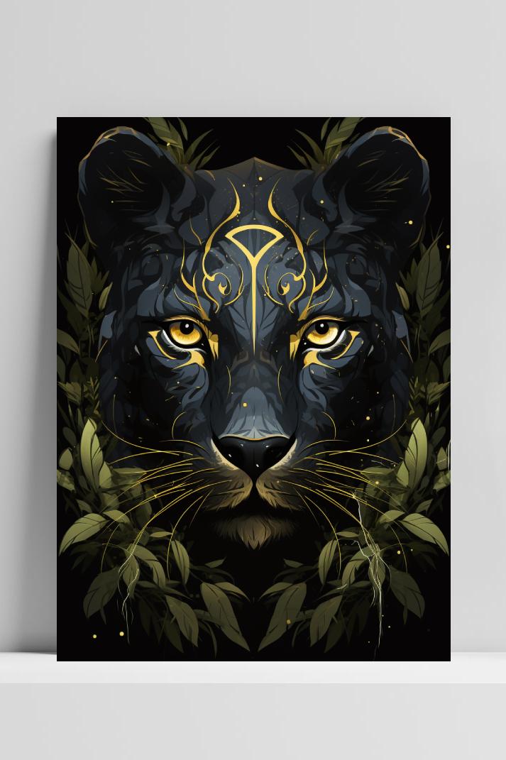 Zwarte Panter Goud op 3mm aluminium dibond