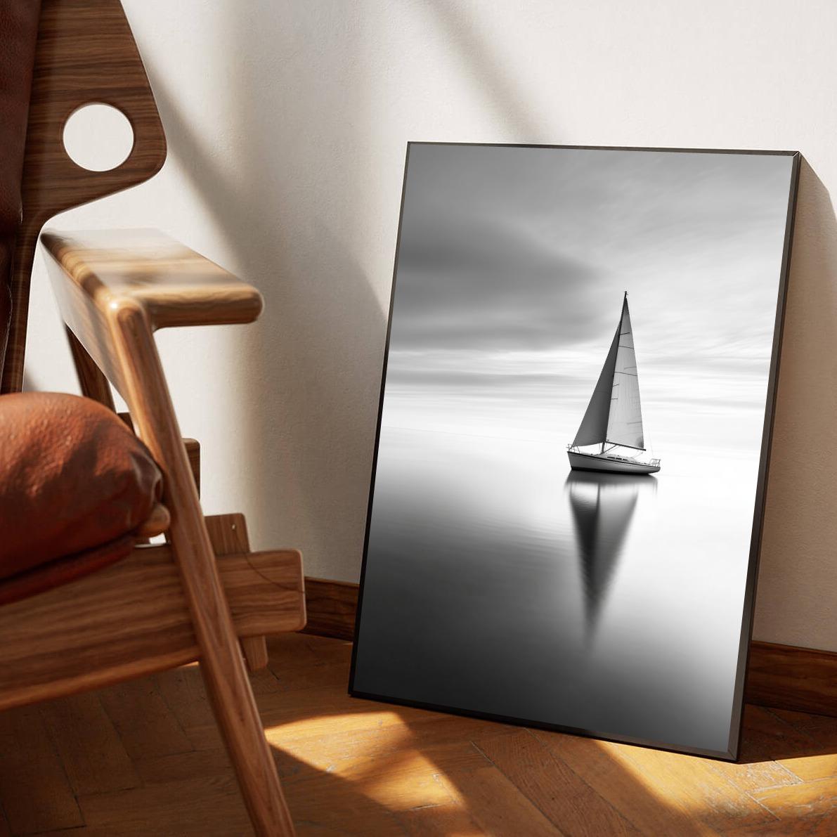 Yacht Sailboat B&W poster sfeerbeeld 1