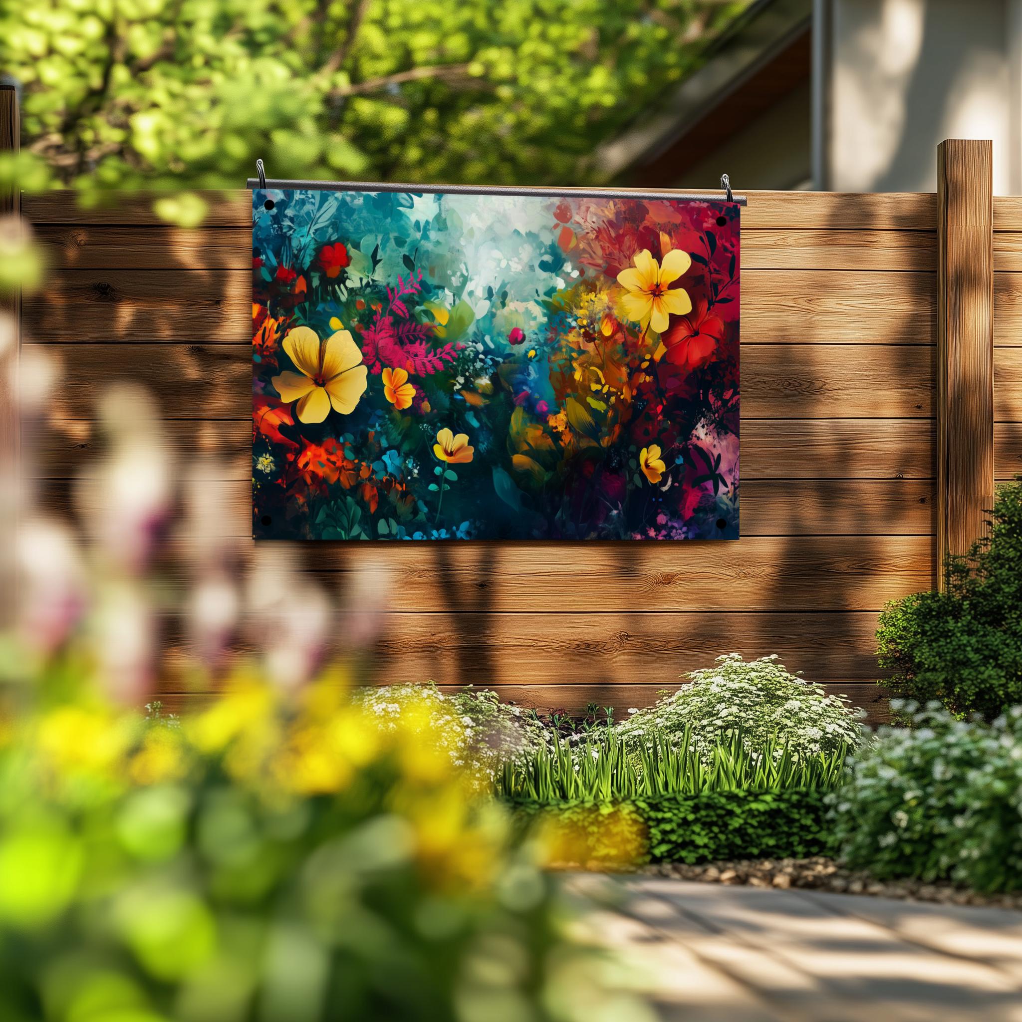Tuinposter Gele Bloemen sfeerbeeld 2