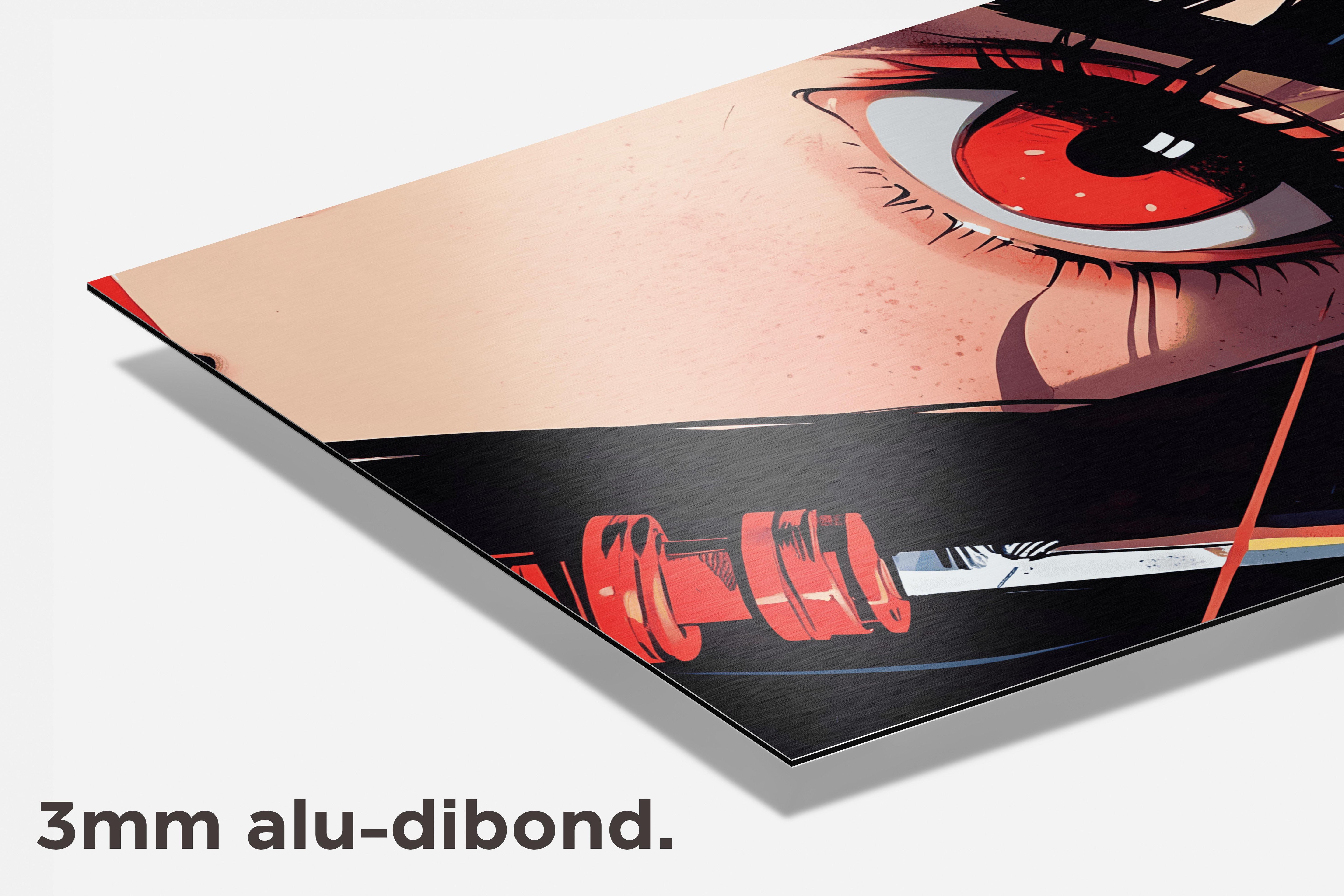 Rood Oog Anime dibond detail