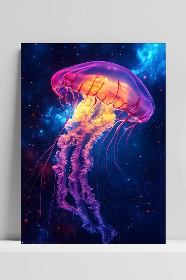 Jellyfish Neon Space Glowing poster
