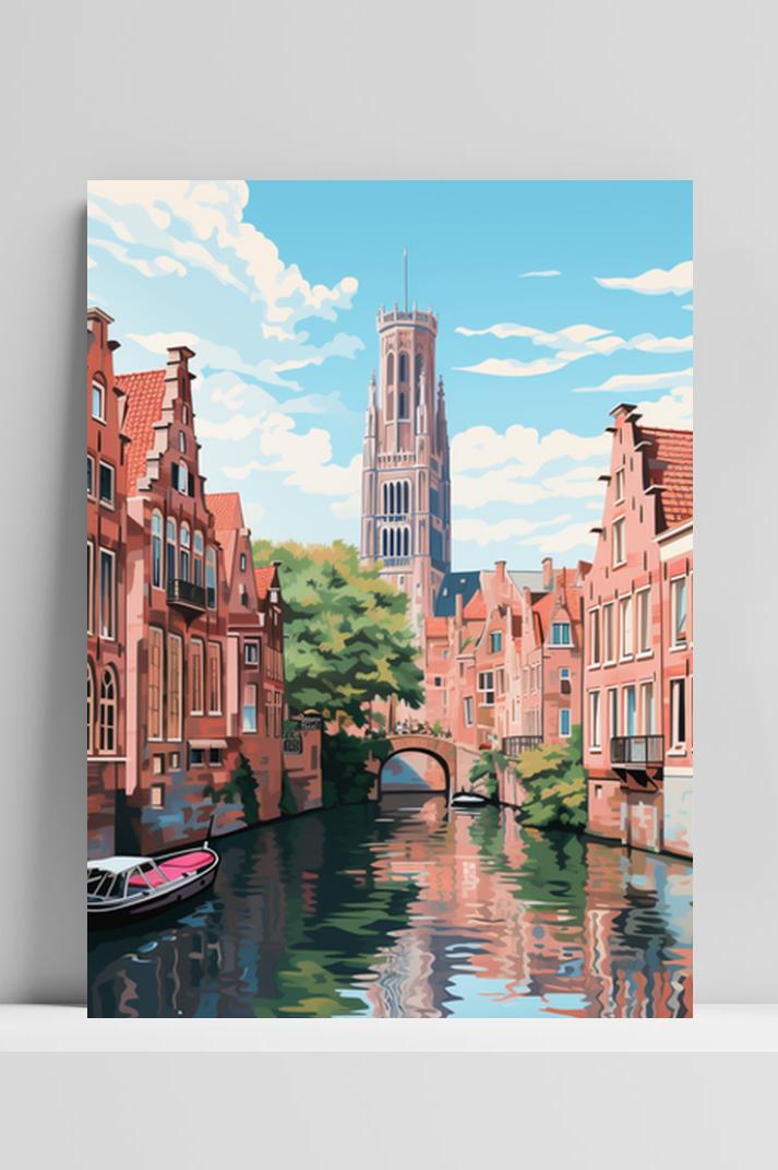 Belgie Kathedraal op 3mm aluminium dibond