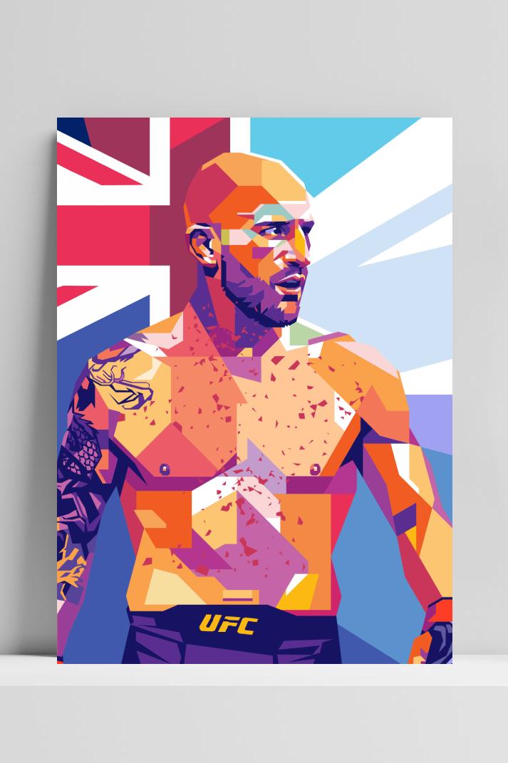 Volkanovski op 3mm aluminium dibond