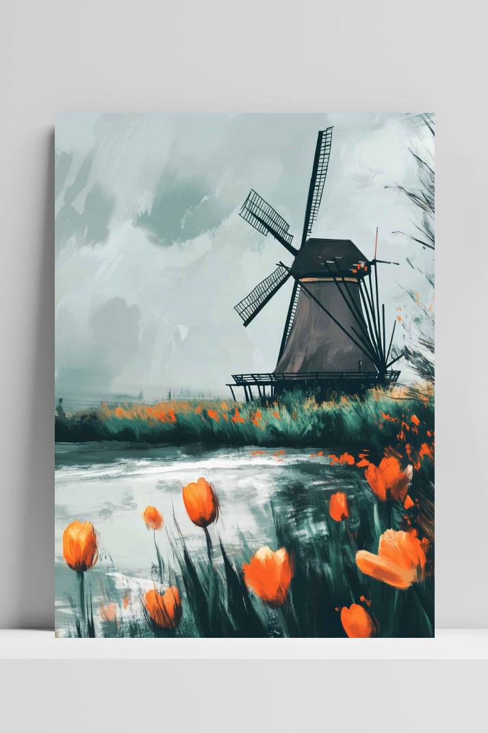 Oranje Tulpen op 3mm aluminium dibond