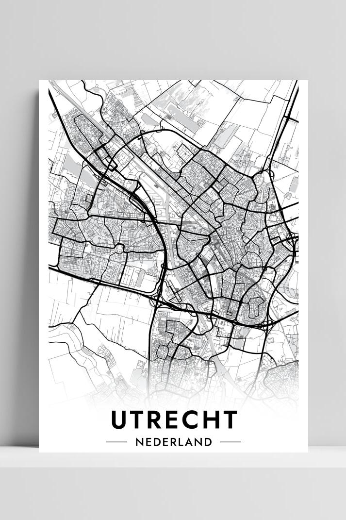 Utrecht Map op 3mm aluminium dibond