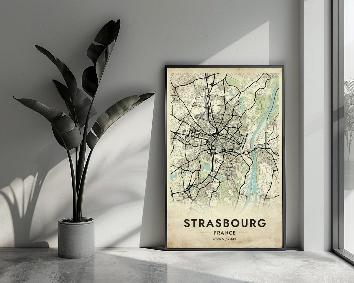 Strasbourg Map France Vintage poster van 25 Artstreet