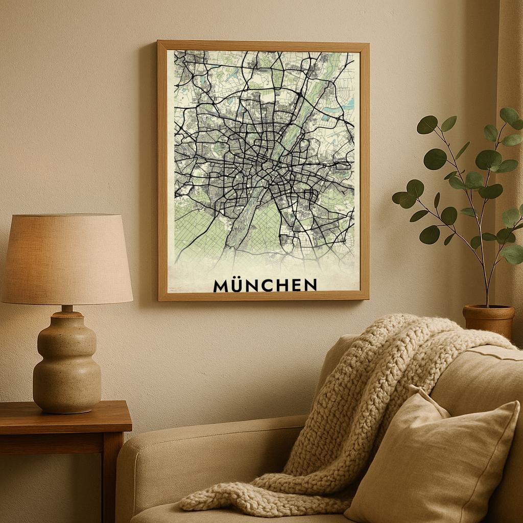 München Map Deutschland Vintage poster sfeerbeeld 2