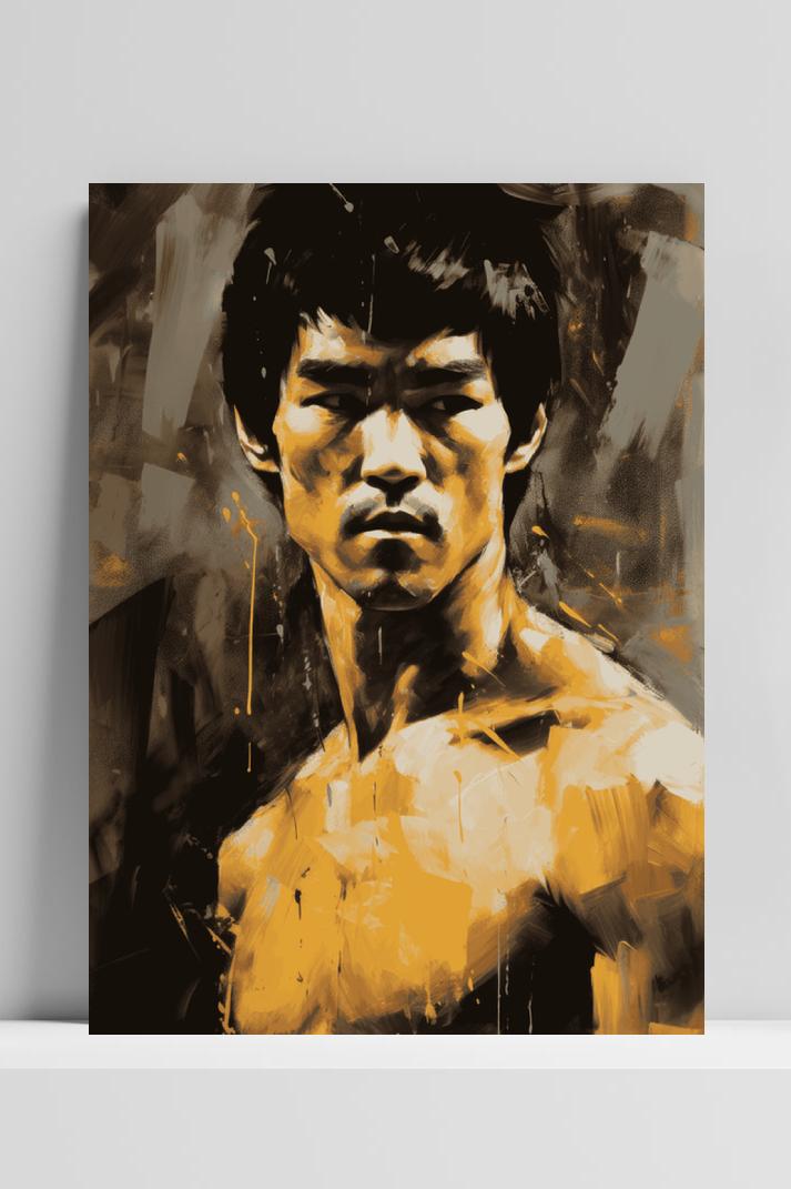 Bruce Lee Abstract op 3mm aluminium dibond