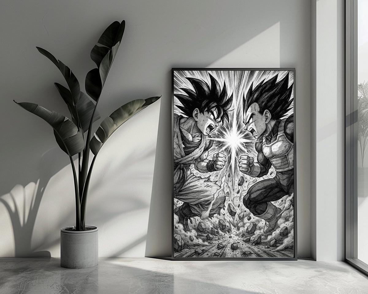 Goku Vegeta Dragon Ball B&W poster van 25 Artstreet