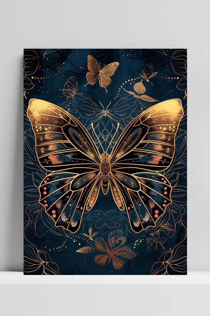 Gouden Vlinder op 3mm aluminium dibond