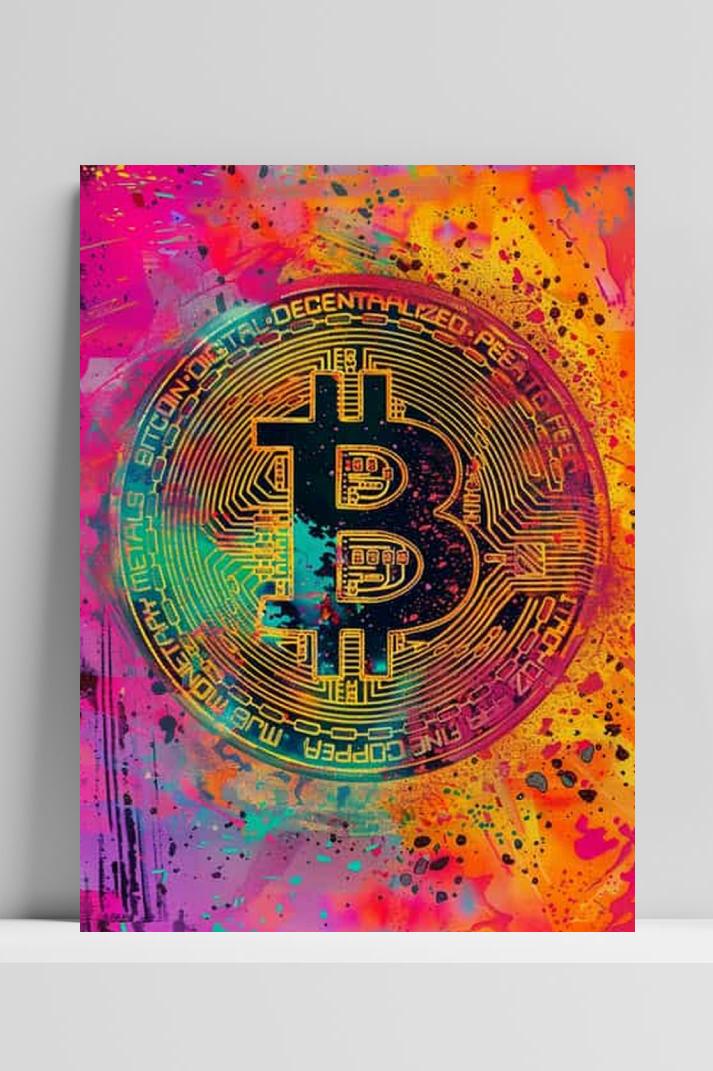 Bitcoin Roze op 3mm aluminium dibond