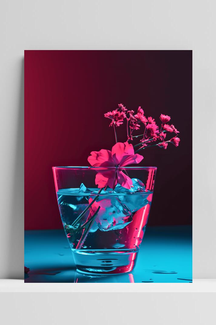 Cyan Magenta Glas op 3mm aluminium dibond