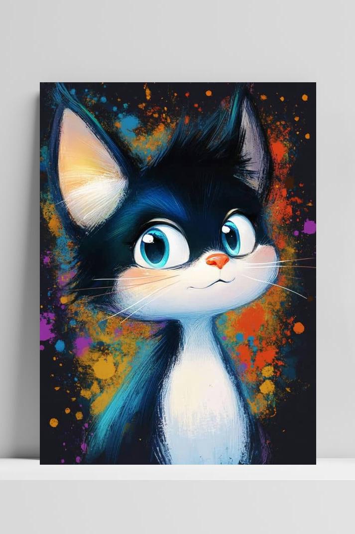 Kat Cartoon op 3mm aluminium dibond