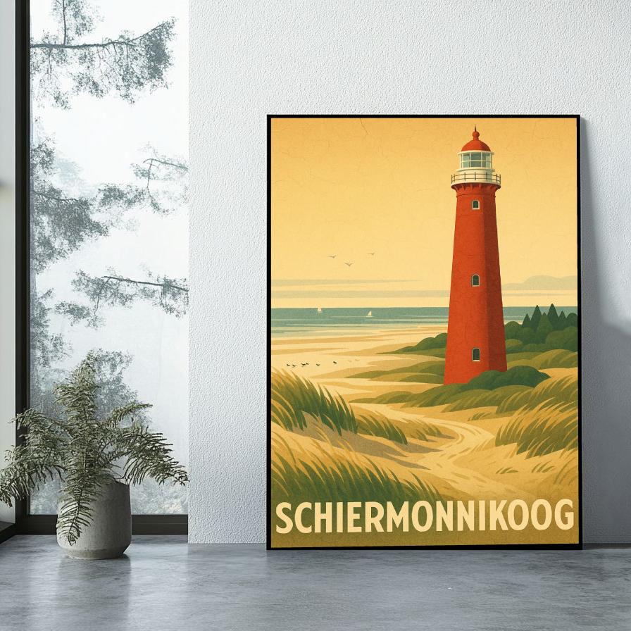 Schiermonnikoog Text Vintage poster sfeerbeeld 1