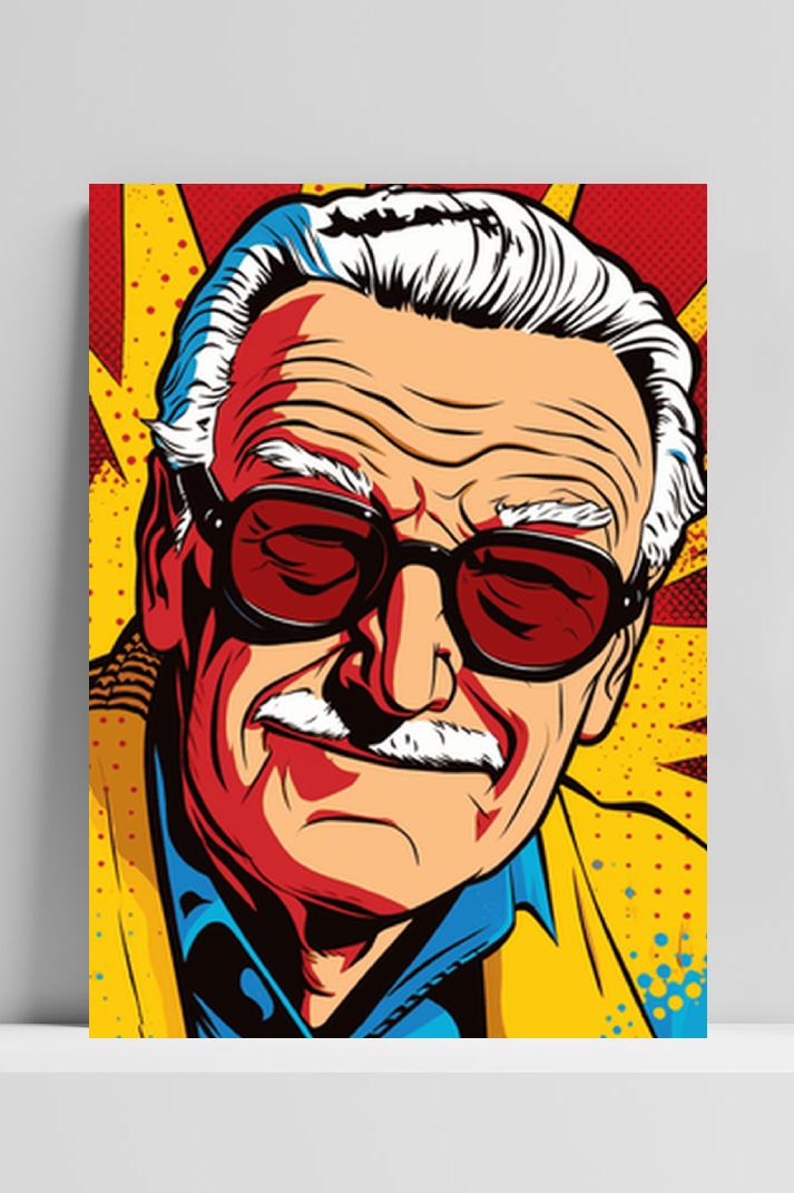 Stan Lee Cartoon op 3mm aluminium dibond
