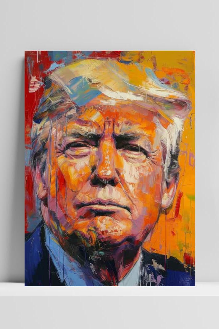 Donald Trump Aquarel op 3mm aluminium dibond