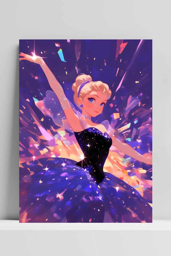 Magische Ballerina op 3mm aluminium dibond