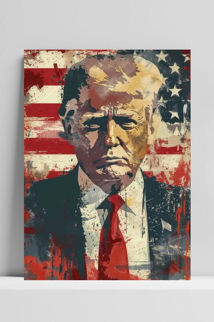 Donald Trump Amerikaanse Vlag op 3mm aluminium dibond